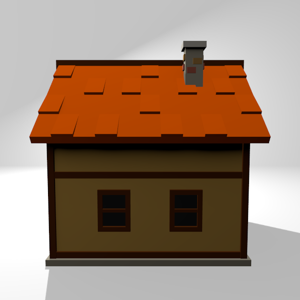 オレンジ色の屋根の家 立体屋さん